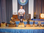 Maj Rozier with General LeMay Trophy and Plaque
