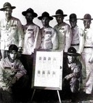 National Trophy Team 2nd Place Winners
Standing: MSgt Leon Linscott, TSgt Kenneth D. Horst, SSgt Robert F. Barnard, SSgt James A. Patrick, SSgt Henry D. Evans, SSgt Bobby E. Smith
Kneeling: 1LT Dennis D. Behrens, TSgt Franklin J. Tossas