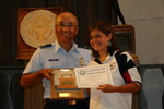 Col Chang presenting the Junior Pistol Trophy Plaque to Rebekah Jennings of TSRA Jrs. See Team News for more information.