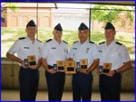 The 2002 USAF InterService Pistol Team with Bronze Award for Service Pistol Team Match
LtCol Stephen Swartz, Ph.D., LtCol Arthur Rozier, Col Joe Chang, Capt Adam Curtis