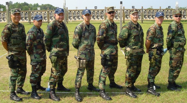 Team Readied for the Combat Match - Left to Right: Col Joe Chang, Capt Mike McGivern, LtCol Mark Hays, SSgt Sergey Aguryanov, MSgt Dan Bouchee, LtCol Art Rozier, LtCol Mark Teskey, SSgt Kallan Slater