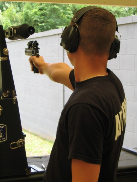 SSgt Sergey Aguryanov with his Wadcutter .45