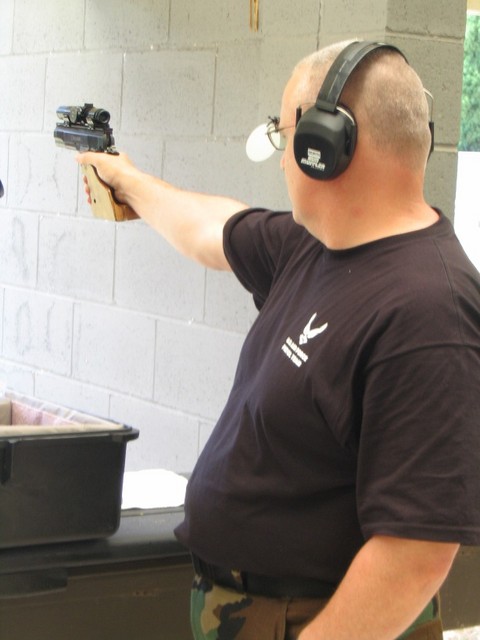 LtCol Art Rozier firing his Wadcutter .45