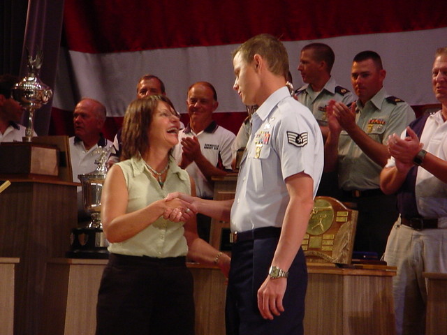 TSgt(s) Aguryanov preparing for the receipt of his General Twining Trophy