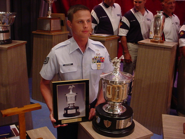 TSgt(s) Aguryanov with his General Twining Award and Trophy