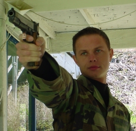 SSgt Aguryanov on the firing line with his 1911 Service Pistol