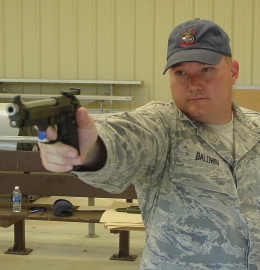 Maj Baldwin with Service Pistol