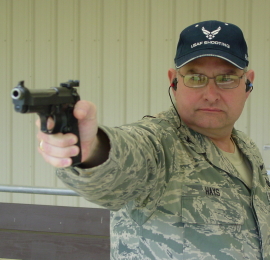 Col Hays on the firing line with his M9