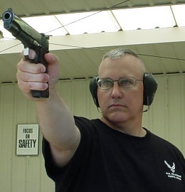 Lt Col Rozier on the firing line with his M9